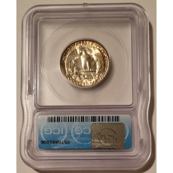 1954 S Washington Quarter Unc MS66+ ICG Toning - Picture 2 of 2